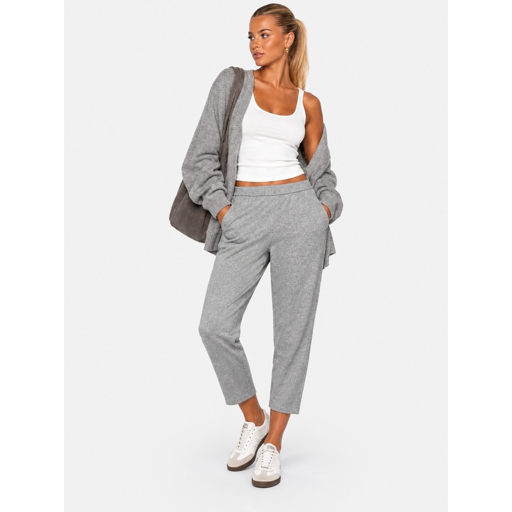 Eileen Fisher Organic Cotton Blend Cozy Brushed Ankle Pants Gray XL NWT New